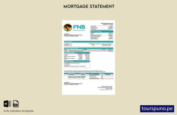 listo para imprimir Lesotho First National Bank Declaración de hipoteca de Lesot